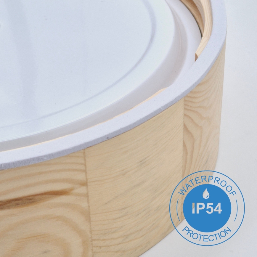 Plafoniera da bagno NATURAL 3xE27/15W/230V IP54 pino ø 37 cm - FSC certificato