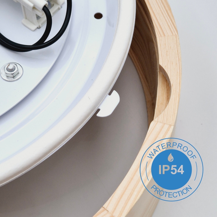 Plafoniera da bagno NATURAL 3xE27/15W/230V IP54 pino ø 37 cm - FSC certificato