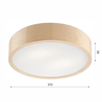 Plafoniera da bagno NATURAL 3xE27/15W/230V IP54 pino ø 37 cm - FSC certificato