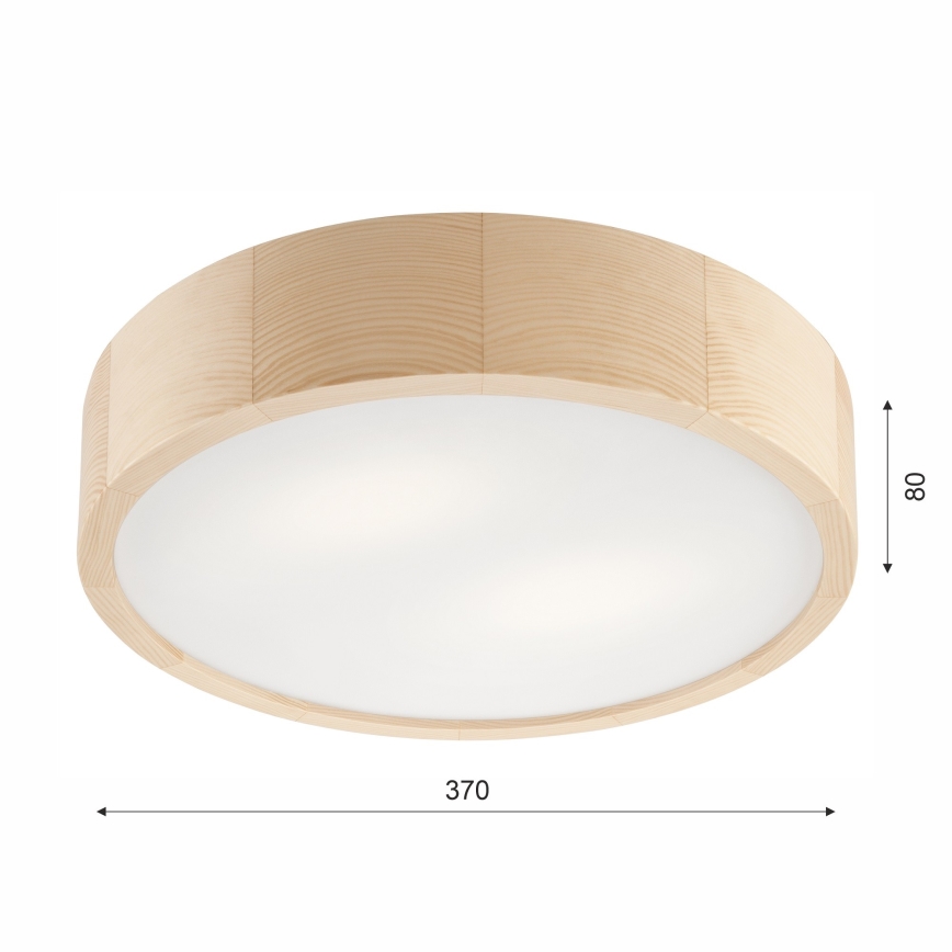 Plafoniera da bagno NATURAL 3xE27/15W/230V IP54 pino ø 37 cm - FSC certificato