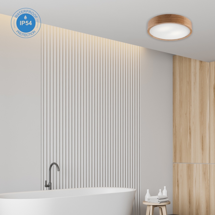 Plafoniera da bagno OAK 3xE27/15W/230V quercia ø 37 cm IP54 - FSC certificato
