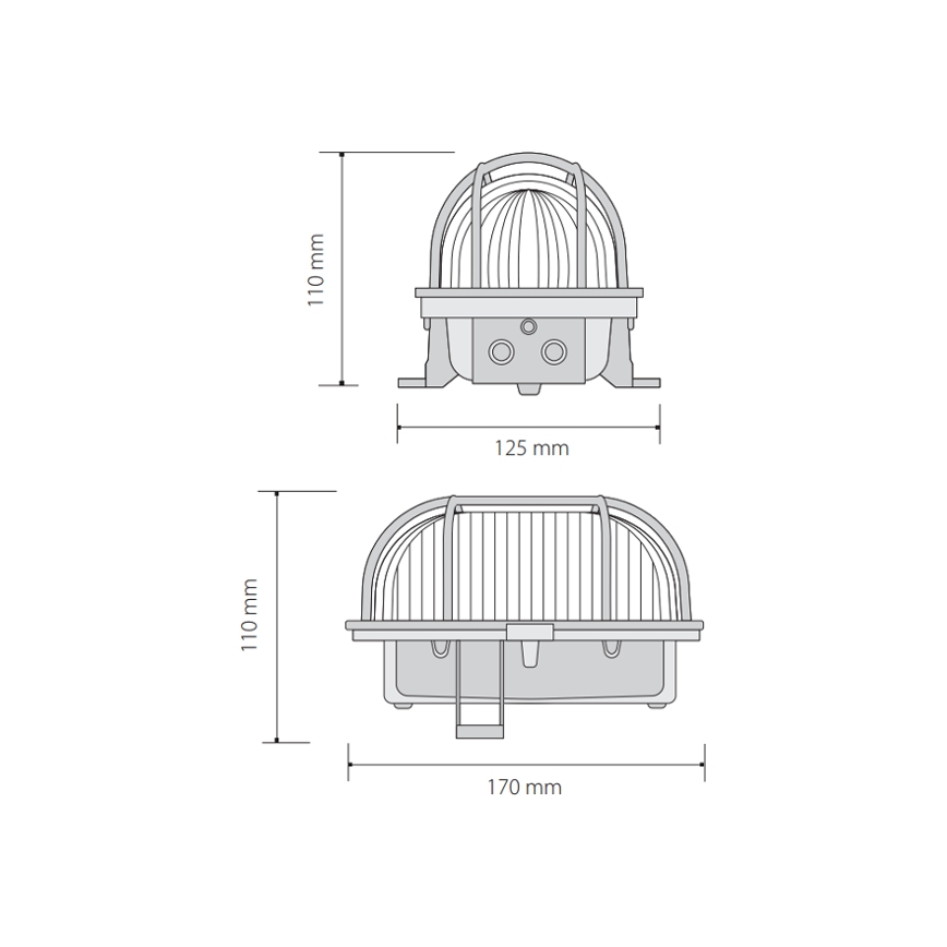 Plafoniera da esterno OVAL 1xE27/60W/230V IP44