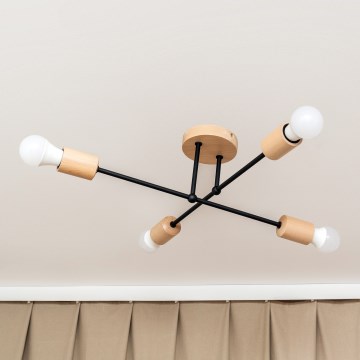 Plafoniera da soffitto CAMBRIDGE 4xE27/15W/230V pino