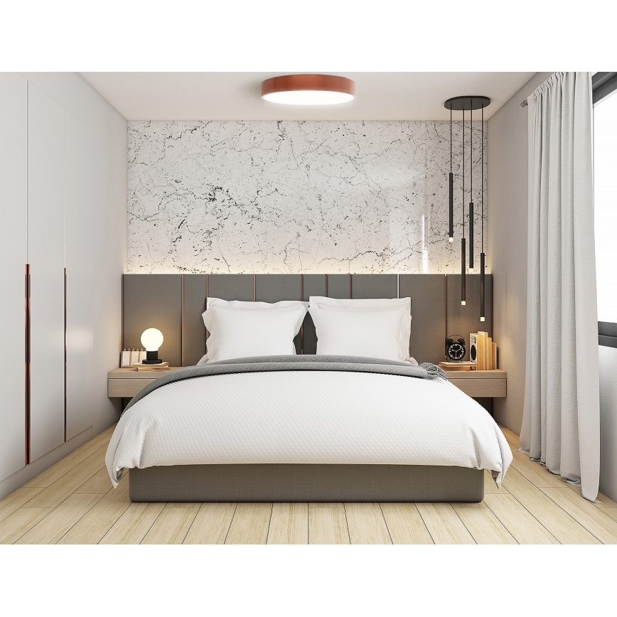Plafoniera CLEO con sensore di movimento e sensore crepuscolare 4xE27/24W/230V Ø 50 cm, finitura rame