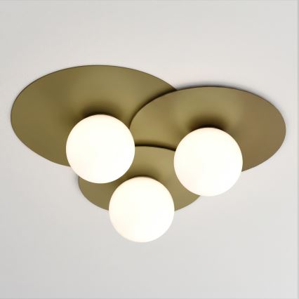 Plafoniera da soffitto FLAT 3xE27/15W/230V 55x60 cm dorata