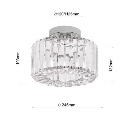 Plafoniera da soffitto VETRO, 1xE27/15W/230V, Ø 24,5 cm, cromo opaco