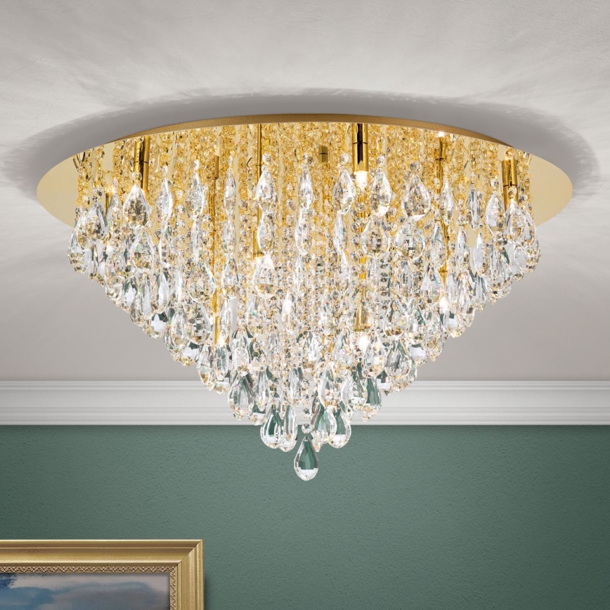 Plafoniera di cristallo CELESTE 12xG9/40W/230V diametro 75 cm oro