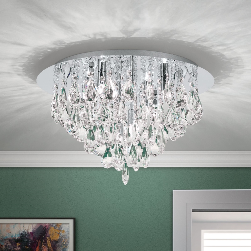 Plafoniera di cristallo CELESTE 6xG9/40W/230V diametro 45 cm cromo lucido