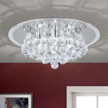 Plafoniera di cristallo GLORIA 4xG9/40W/230V diametro 38 cm limpido/cromo lucido