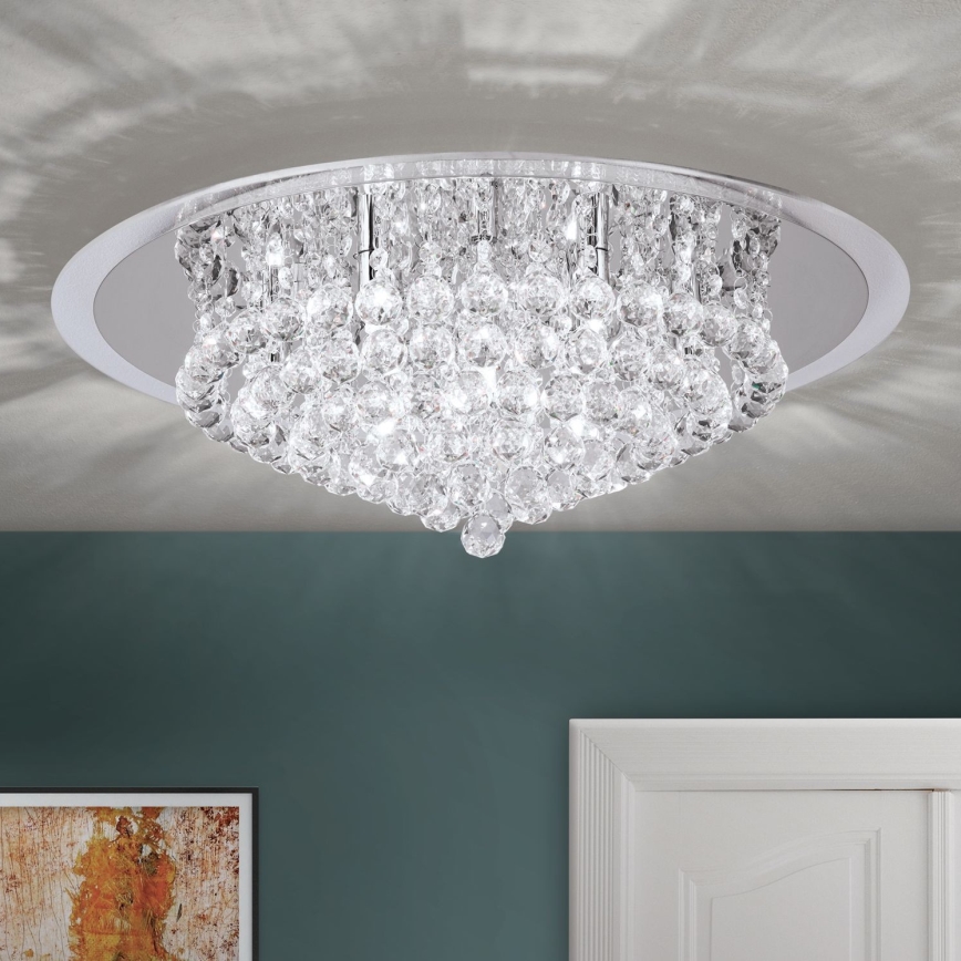 Plafoniera di cristallo GLORIA 9xG9/40W/230V diametro 62 cm limpido/cromo lucido