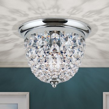 Plafoniera di cristallo PLAFOND 1xE27/40W/230V diametro 26 cm cromo lucido