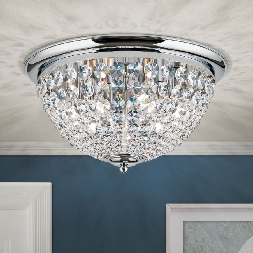 Plafoniera di cristallo PLAFOND 6xE27/40W/230V diametro 47 cm cromo lucido