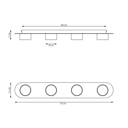 Plafoniera DIAZ 4xGX53/12W/230V nero