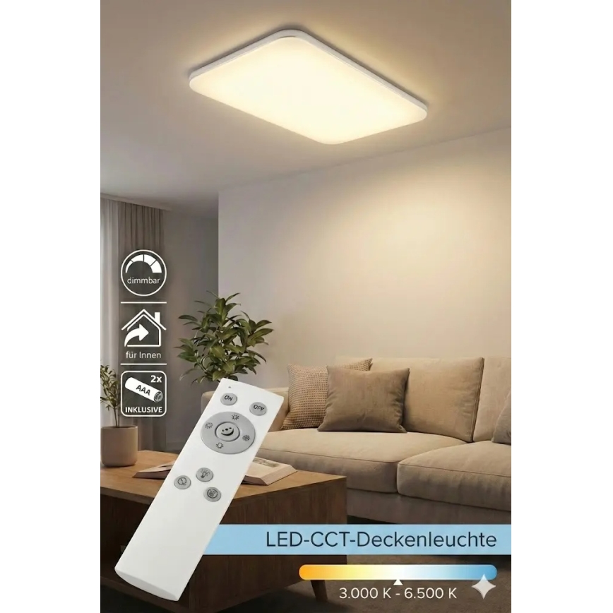 Plafoniera dimmerabile a LED/48W/230V 3000-6500K bianco + telecomando