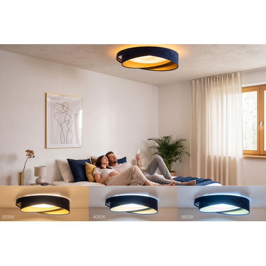Plafoniera dimmerabile a LED SMART GALAXY MODERN LED/24W/230V 3000-6500K Ø 55 cm blu/oro + telecomando