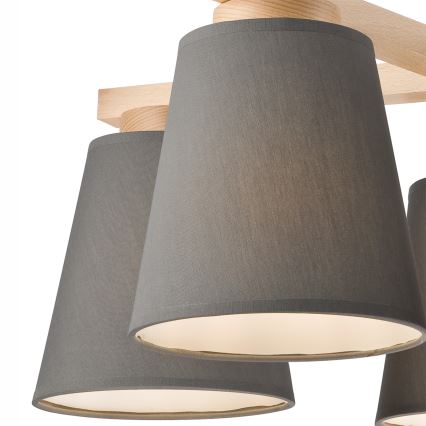 Plafoniera ELLIE 5xE27/60W/230V grigio/faggio