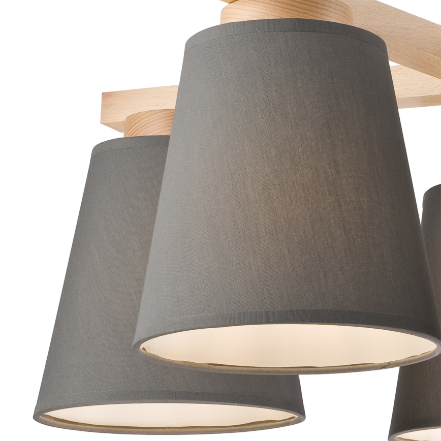 Plafoniera ELLIE 5xE27/60W/230V grigio/faggio