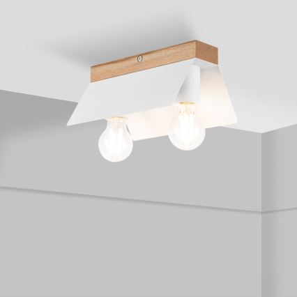 Plafoniera ESME 2xE27/15W/230V bianco/quercia