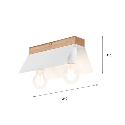 Plafoniera ESME 2xE27/15W/230V bianco/quercia