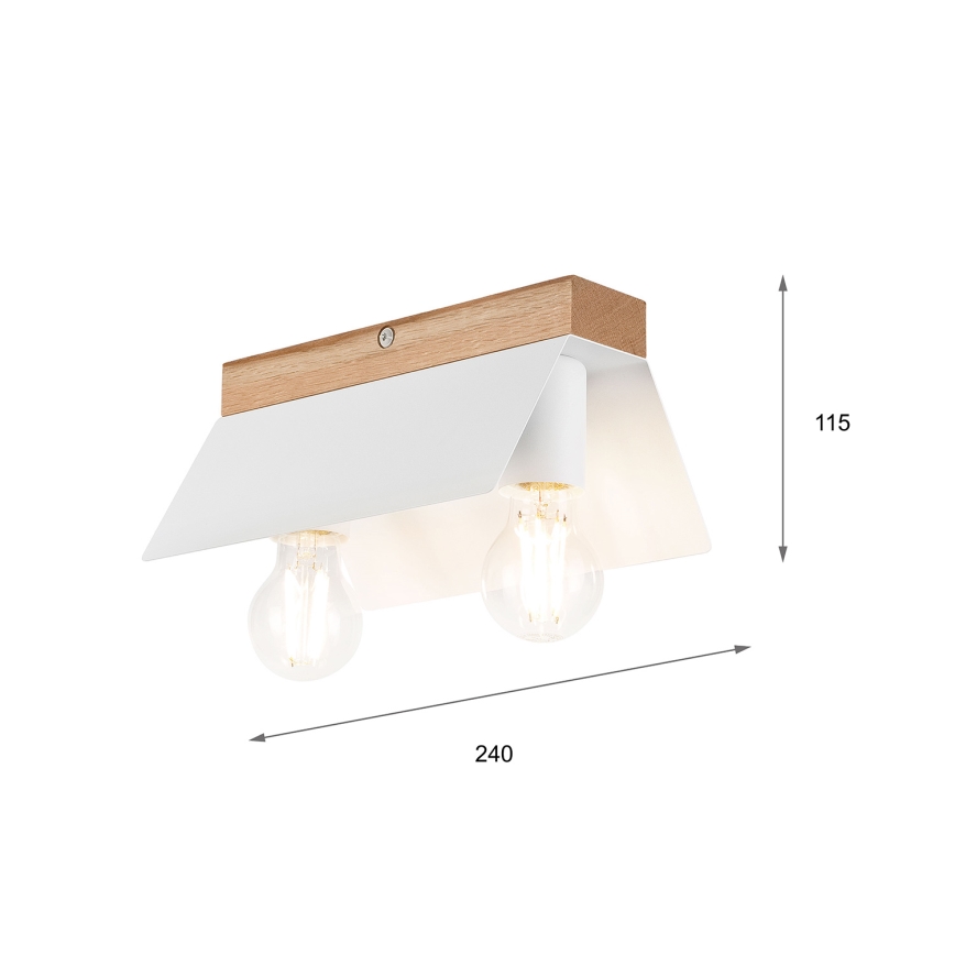 Plafoniera ESME 2xE27/15W/230V bianco/quercia