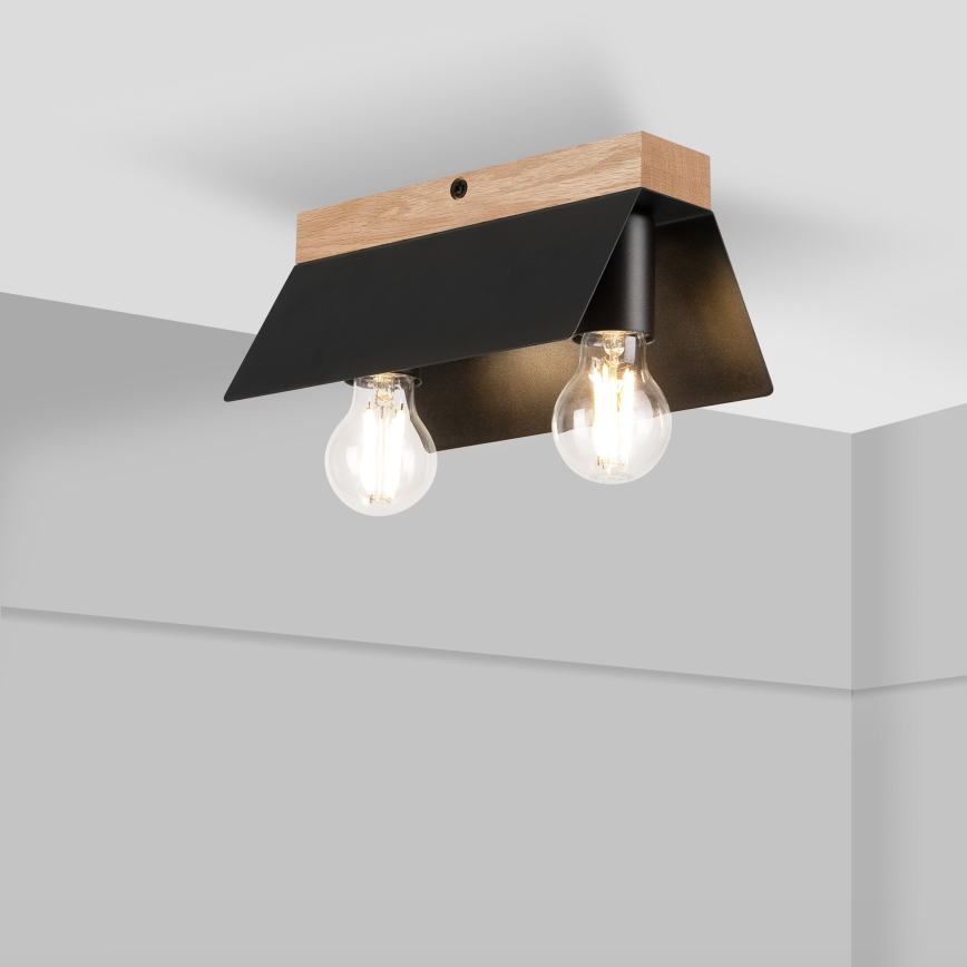 Plafoniera ESME 2xE27/15W/230V nero/quercia