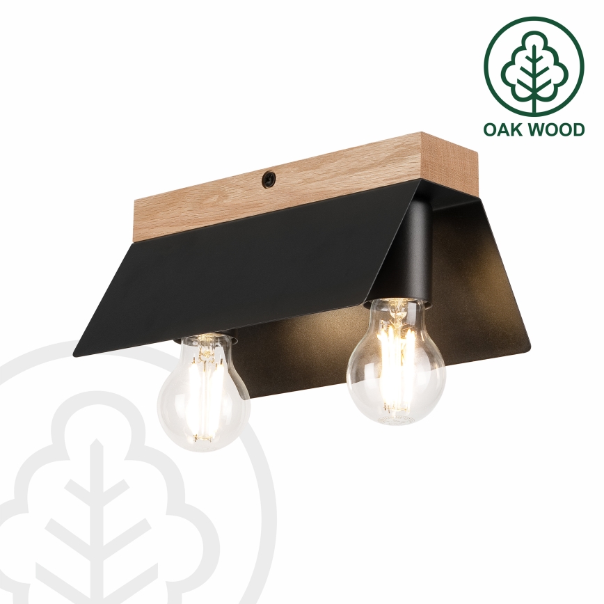 Plafoniera ESME 2xE27/15W/230V nero/quercia