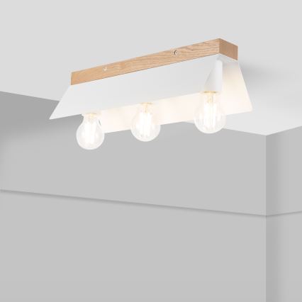 Plafoniera ESME 3xE27/15W/230V bianco/quercia