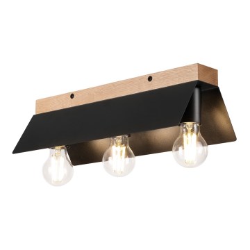 Plafoniera ESME 3xE27/15W/230V nero/quercia
