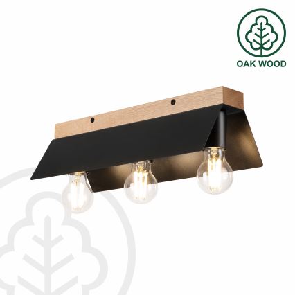Plafoniera ESME 3xE27/15W/230V nero/quercia