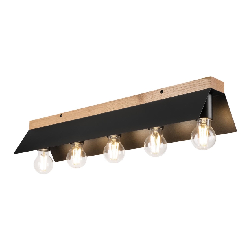 Plafoniera ESME 5xE27/15W/230V nero/quercia