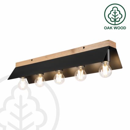 Plafoniera ESME 5xE27/15W/230V nero/quercia