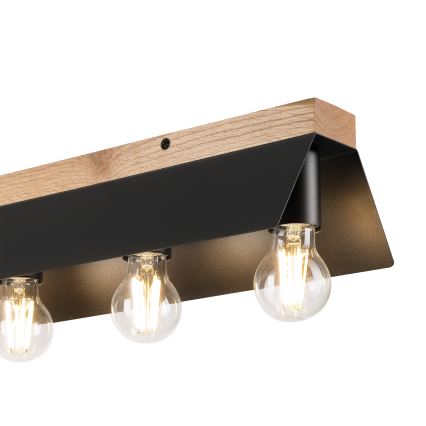 Plafoniera ESME 5xE27/15W/230V nero/quercia