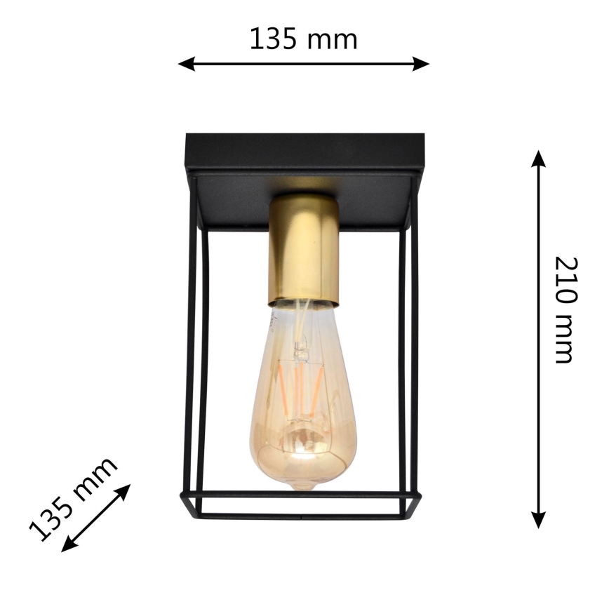 Plafoniera FINN 1xE27/15W/230V nero/oro