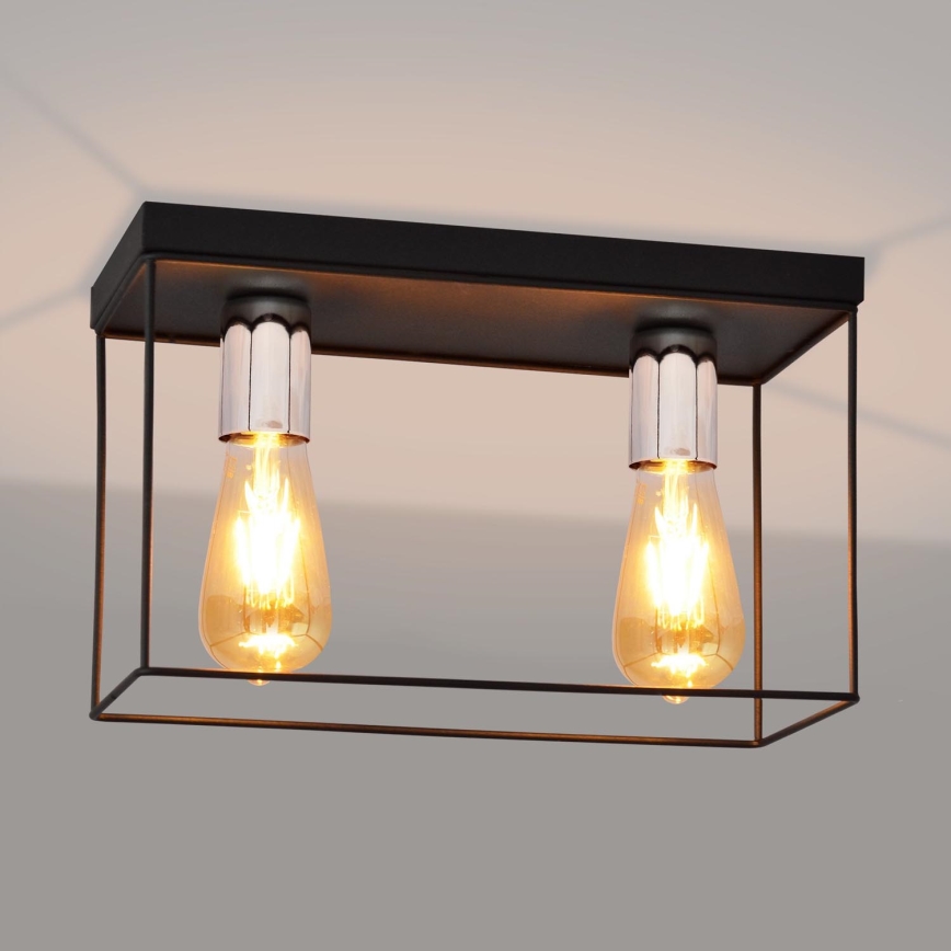 Plafoniera FINN 2xE27/15W/230V nero/cromo lucido