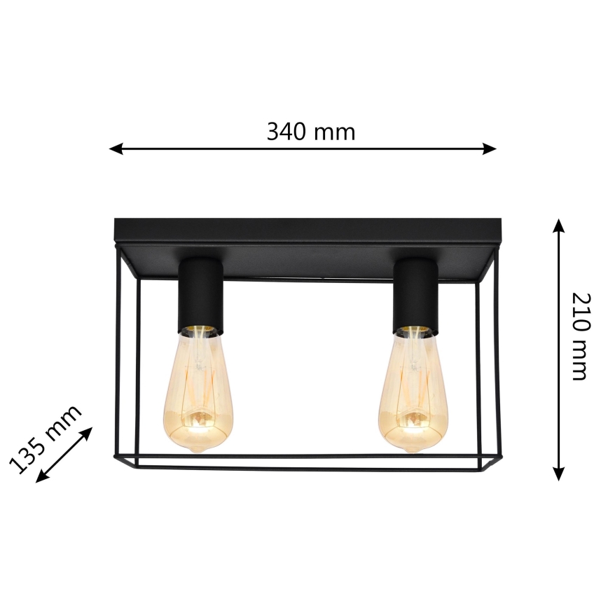 Plafoniera FINN 2xE27/15W/230V nero