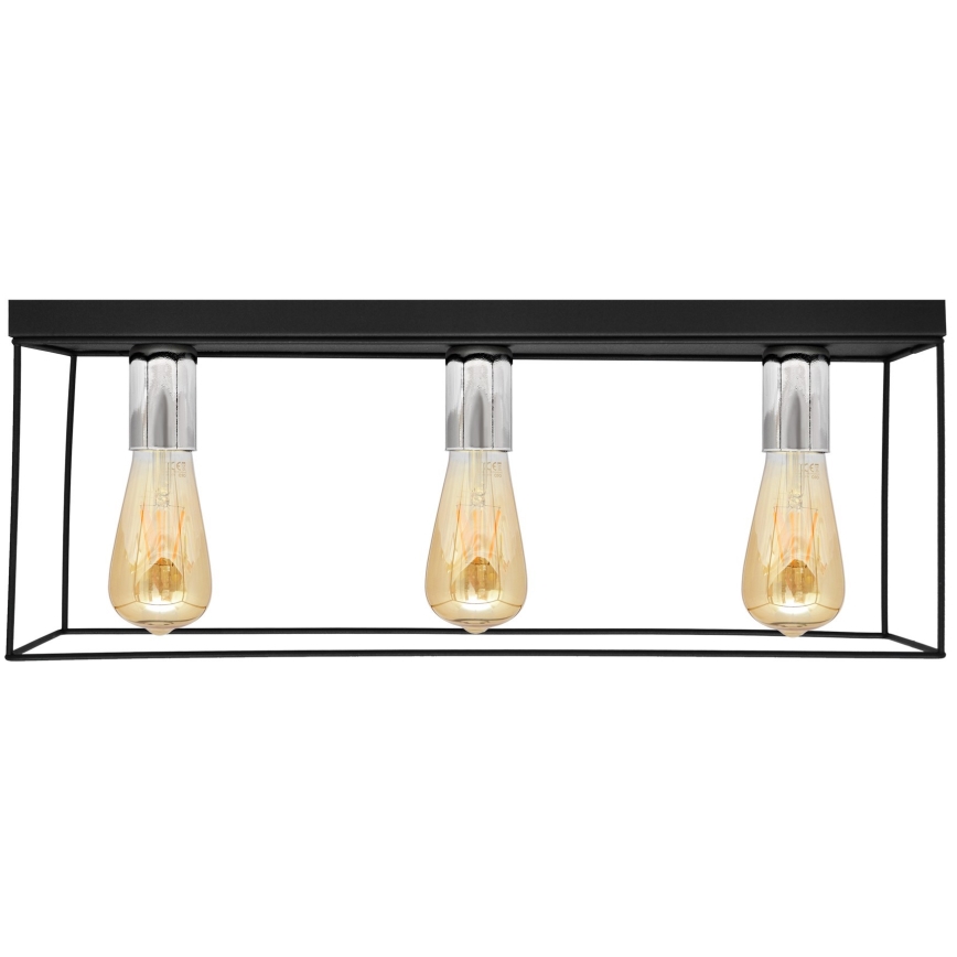 Plafoniera FINN 3xE27/15W/230V nero/cromo lucido