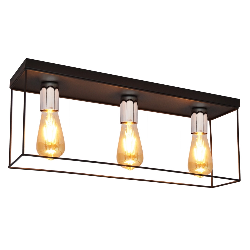 Plafoniera FINN 3xE27/15W/230V nero/cromo lucido