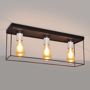 Plafoniera FINN 3xE27/15W/230V nero/cromo lucido
