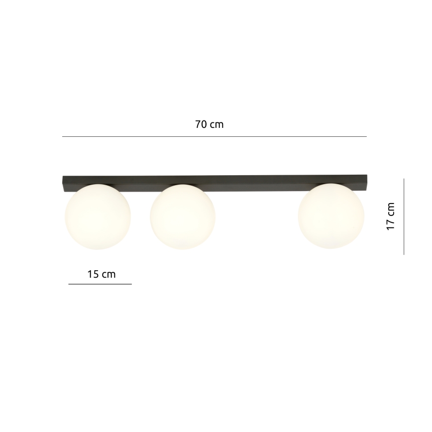 Plafoniera FIT 3xE14/10W/230V nero/bianco