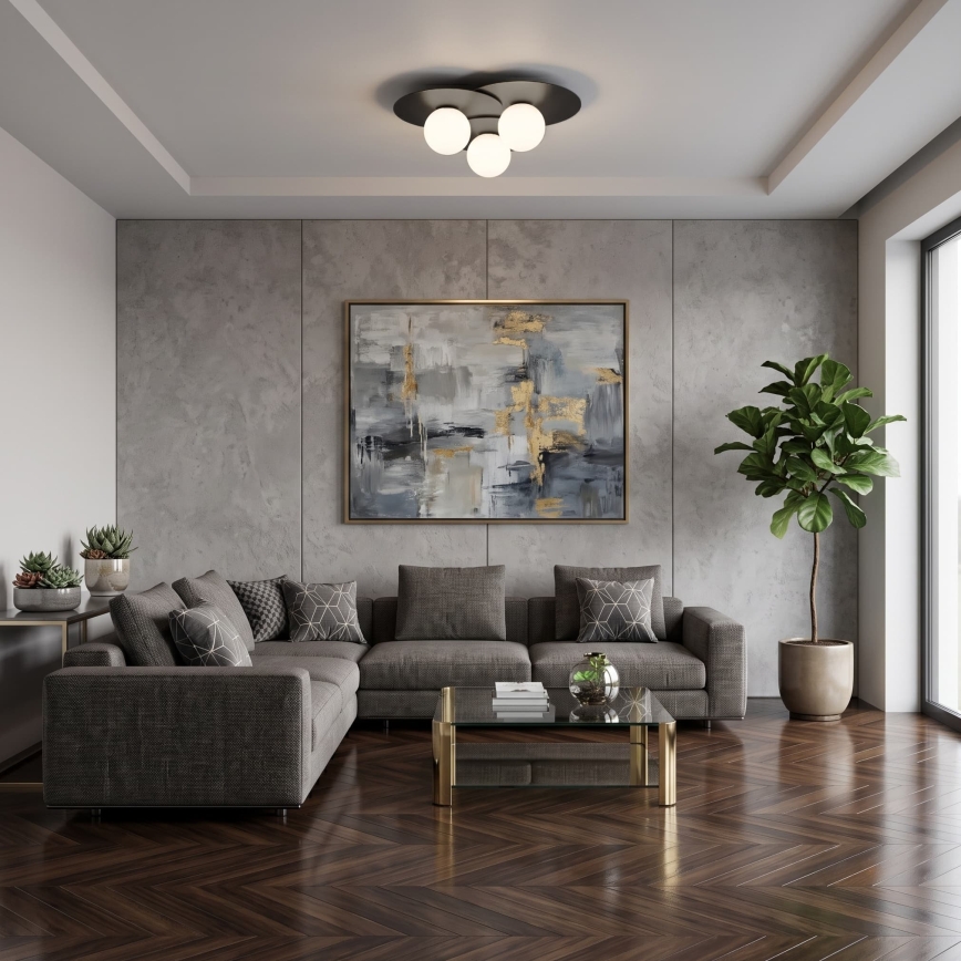 Plafoniera FLAT 3xE27/15W/230V 55x60 cm, nera