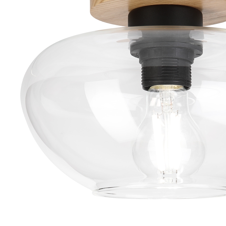 Plafoniera FLO WOOD 1xE27/15W/230V rovere/trasparente Ø 22 cm