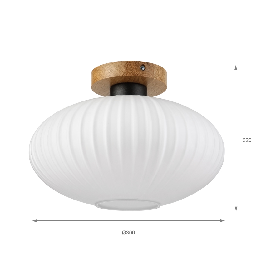 Plafoniera HARMA WOOD 1xE27/15W/230V rovere/bianco diam. 30 cm