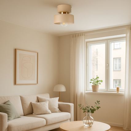 Plafoniera IGNIA 1xE27/60W/230V beige/dorato