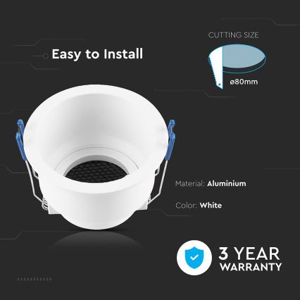 Plafoniera incasso GU10 Ø 9 cm bianco