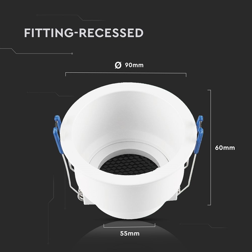 Plafoniera incasso GU10 Ø 9 cm bianco