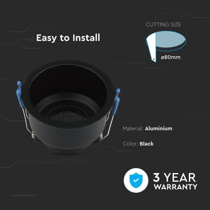 Plafoniera incasso GU10 diam. 9 cm nero