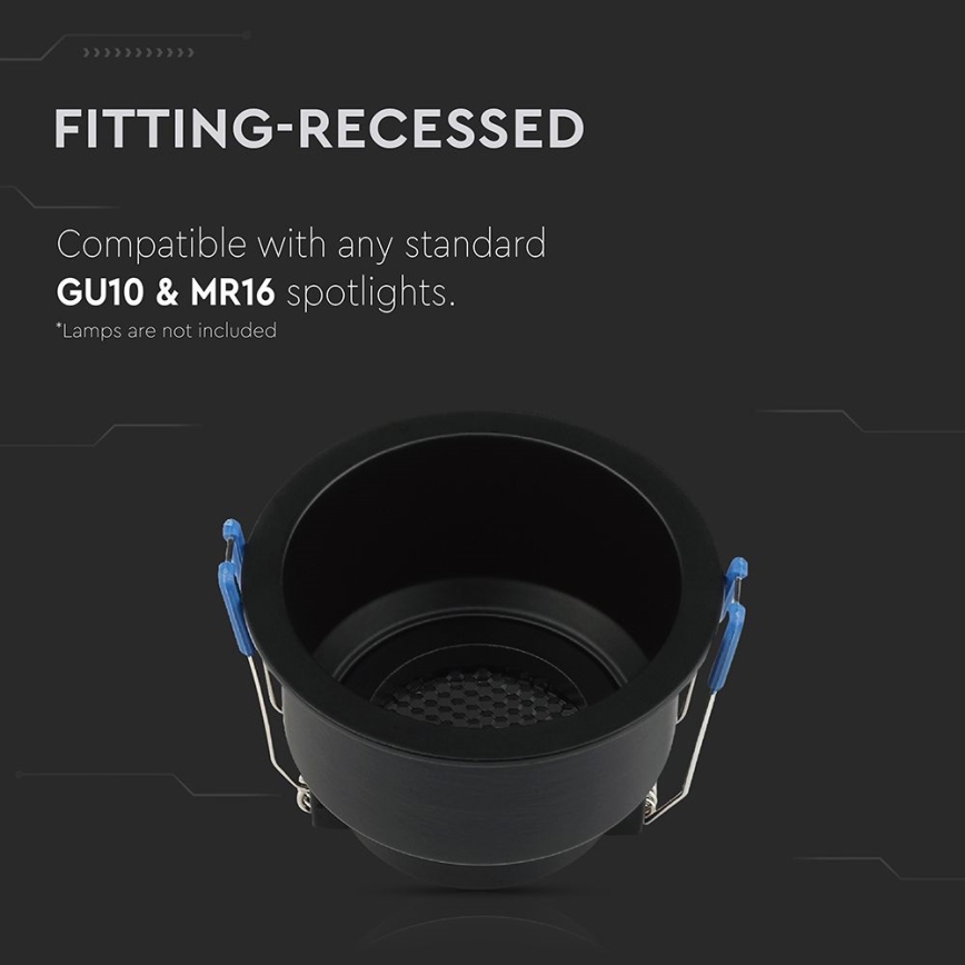 Plafoniera incasso GU10 diam. 9 cm nero