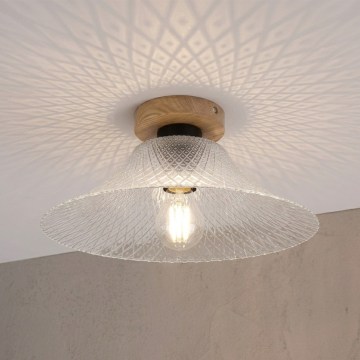 Plafoniera JULL WOOD 1xE27/15W/230V rovere/trasparente Ø 34 cm