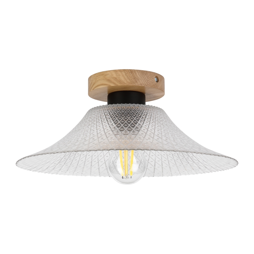 Plafoniera JULL WOOD 1xE27/15W/230V rovere/trasparente Ø 34 cm