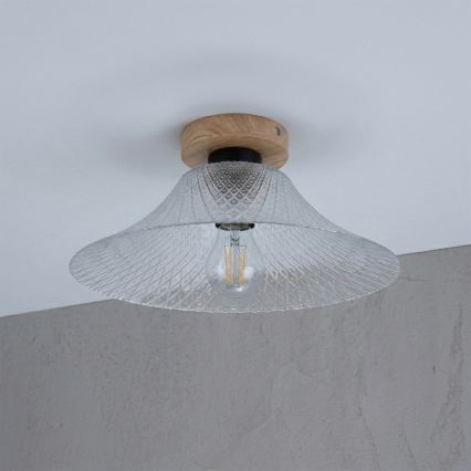 Plafoniera JULL WOOD 1xE27/15W/230V rovere/trasparente Ø 34 cm